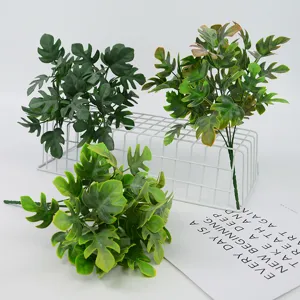 Artificial Monstera Leaf Small Bundle Fake Plant Plastic Floral Material For Wedding Home And Table Arrangement