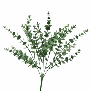 Artificial eucalyptus long branch green plant for home decor and floral arrangements.