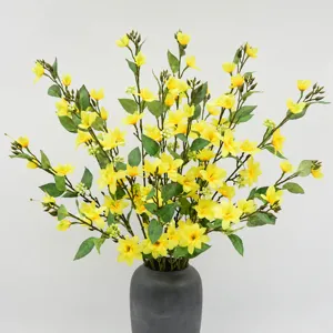Bouquet di fiori di gelsomino giallo artificiale per decorazioni domestiche, matrimoni e interni.