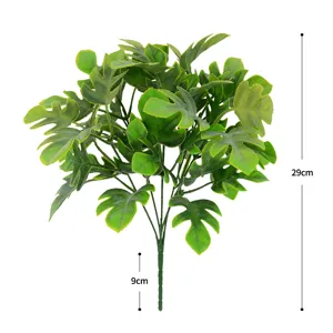 Artificial Monstera Plant Branch Green Plastic Fake Leaf Floral Arrangement Decor