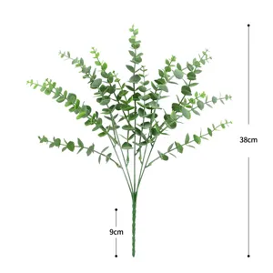 Artificial eucalyptus branch plastic fake plant green greenery floral arrangement decor 38cm