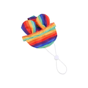 Colorful rainbow striped pet hat for small dogs and cats, cute sun protection outdoor photo cap.