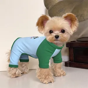 Spring summer thin pet dog clothes color block four legged loungewear for small dogs puppy apparel