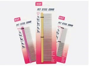 Professional pet steel comb for cats and dogs, dual-tooth grooming tool for daily care.