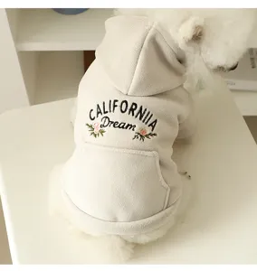 Cozy pet hoodie for small dogs, soft fleece winter warm dog clothes with cute back embroidery.