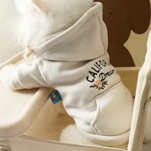 Cozy fleece dog hoodie for small pets winter warm cute pet clothes outdoor casual apparel