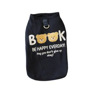 Summer pet dog vest cute bear pattern waffle fabric small dogs clothes breathable apparel