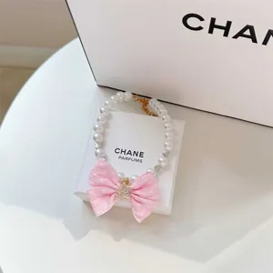 Haustier Perlenhalsband mit rosa Schleife und Sternanhänger, Prinzessin Stil Katzenhalsband.