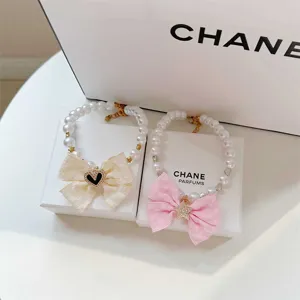 Haustier Perlenhalsband Prinzessin Stil Katzenhalsband mit Schleife Detailansicht des Designs