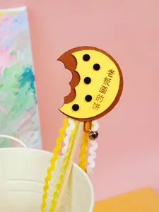 Lindo juguete para gatos varita con diseño de galleta mordida, cintas y campana para juego interactivo