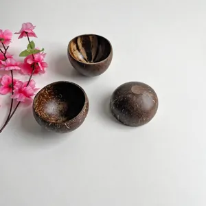 Natural coconut shell candle cup set, creative rustic table decor and home ornament for dining.