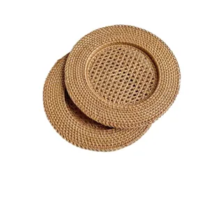Set da tavola in rattan intrecciato a mano resistente al calore tappetino tondo.
