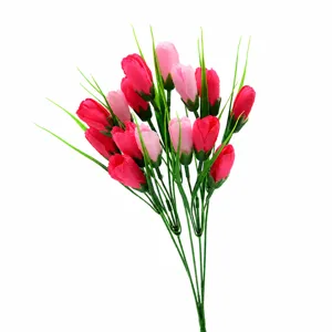 Bouquet di fiori bicolore artificiali con foglie verdi per decorazione casa e matrimonio.