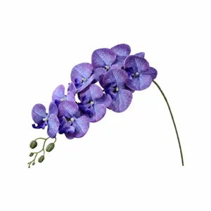 Single stem artificial purple phalaenopsis orchid fake flower for wedding party home decor.