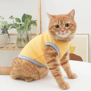 Cute Bear Embroidery Pet Vest Summer Breathable Waffle Mesh Clothes For Cats And Small Dogs Soft Daily Wear Apparel