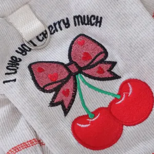 Cute puppy autumn warm sweaters with cherry embroidery and leash ring for small dogs.
