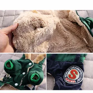 Pet warm winter four-leg clothes cute dog thick fleece cotton coat for teddy dog apparel