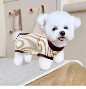 Cute striped pet clothes four-leg apparel for small dogs puppy autumn winter cozy wear.