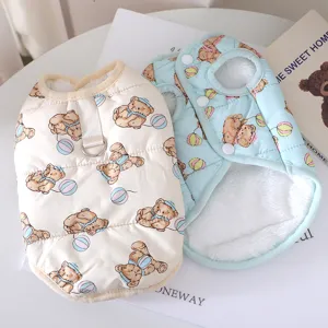 Thickened warm pet dog cotton vest winter cute bear print warm clothes for small dogs main view