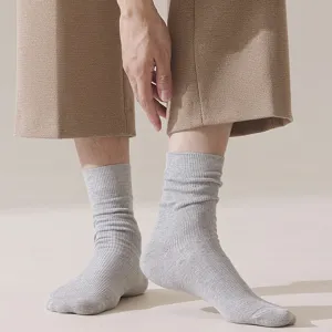 Herren graue gerippte Socken, atmungsaktive Baumwolle Frühling Herbst lässig, bequem und weich.