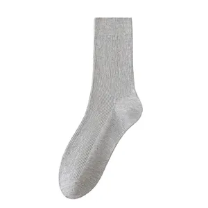 Herren Socken feiner Rippstrick grau Freizeit Alltagskleidung atmungsaktive Baumwolle