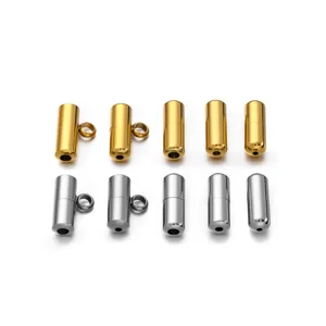 Détails des fermoirs à vis cylindriques en acier inoxydable pour bijoux de bracelets et colliers.