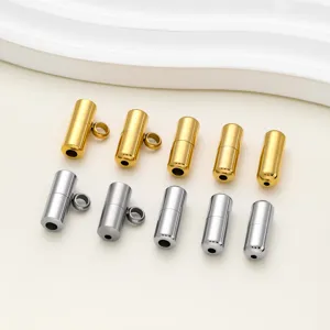 Fermoirs cylindriques à vis en acier inoxydable pour bijoux DIY bracelets et colliers dorés argent.
