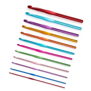 Buntes Aluminium Einzelhäkelnadel Set, 2.0-8.0mm verschiedene Größen zum Häkeln und Stricken.