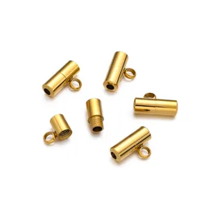 Fermoirs à vis cylindriques en acier inoxydable doré pour bracelets et colliers DIY faits main.