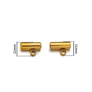 Détail de fermoir vis cylindrique en acier inoxydable, connecteur bijou doré DIY