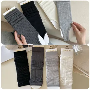 Summer thin stirrup leg warmers stack socks in black white grey pure cotton long fashion socks.