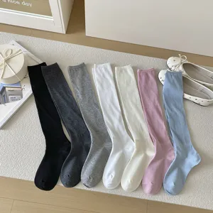 Women's long ribbed knee high socks cute sweet style multi color hosiery daily wear