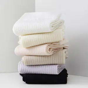 Effen kleur verticale streep middelhoge sokken vrouwen casual dagelijkse mode