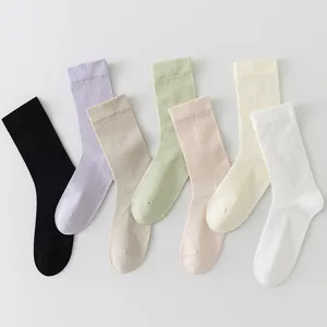 Chaussettes mi-hautes unies pour femmes fines en soie respirantes lot multicolore