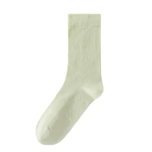 Chaussettes mi-hautes en soie de mûrier pour femmes fines respirantes unies été printemps basilic
