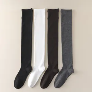 Dicke Wolle Overknee Langsocken für Damen, warme Strickstrümpfe im Winter in klassischen Farben.