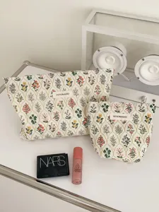 Japanese fresh floral cosmetic bag large capacity makeup organizer portable travel wash bag