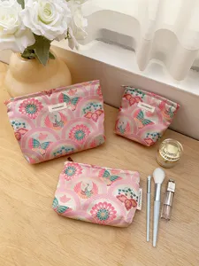 Große Kapazität Blumen Schmetterling Kosmetiktasche Tragbare Reise Kulturbeutel Handtasche Clutch