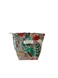 Embroidered floral cosmetic bag large capacity portable makeup pouch travel storage bag