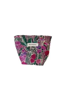 Embroidered floral cosmetic bag with large capacity, vintage tapestry toiletry organizer.