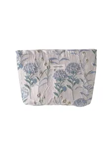 Floral pattern cosmetic bag portable travel makeup pouch elegant fabric storage bag for women
