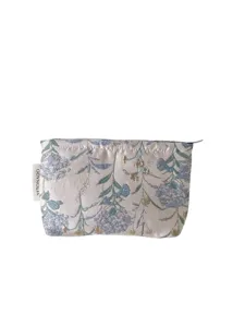 Portable floral jacquard cosmetic bag travel makeup pouch daily storage organizer case