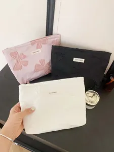 Trousse de maquillage noeud tissé vintage pochette cosmétique portable grande capacite