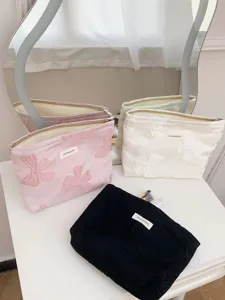 Trousse de maquillage vintage à nœud grande capacité pochette portable pour accessoires