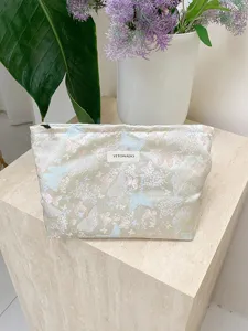 Jacquard butterfly pattern cosmetic bag portable makeup pouch elegant daily storage bag