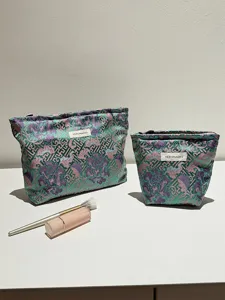 Chinese vintage brocade makeup bag peony cosmetic storage pouch travel organizer set