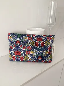 Vintage floral makeup bag canvas cosmetic pouch portable travel toiletry storage bag