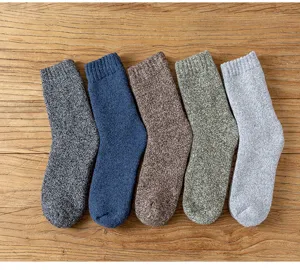 Herren dicke Winter Wolle warme thermische mittelhohe Strick Socken kuschelig Alltag mehrfarbig