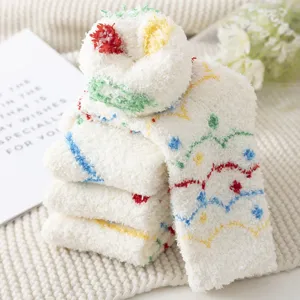 Calzini caldi in pile di corallo bianco soffici da donna spessi invernali peluche
