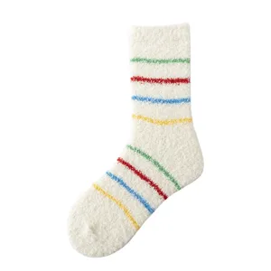 Calzini al polpasso in pile di corallo bianco donna autunno inverno caldo soffice notte